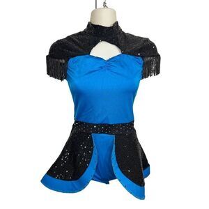 Kelle Dance Costume Size Teen Blue Black Skirt One Piece Majorette Inspired